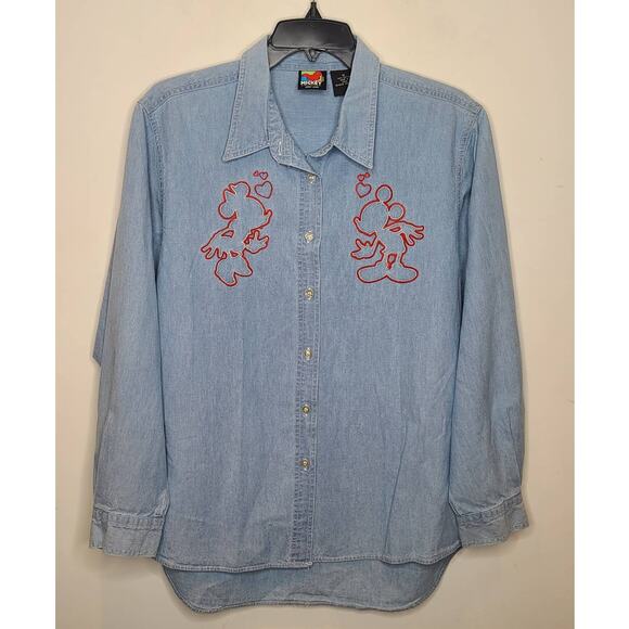 Mickey Mouse Unlimited hearts long sleeve denim shirt - medium - Picture 1 of 4